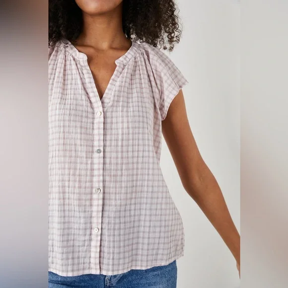Rails Alena Top in Soft Rose Check (L) - Picture 3 of 14